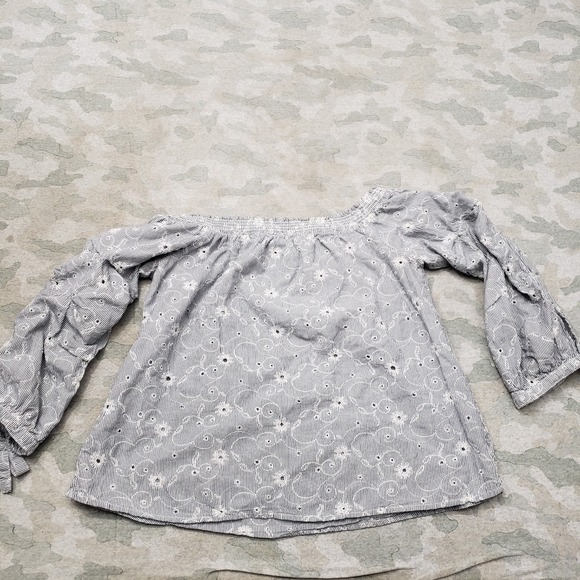 Rock & Roll Cowgirl Top Womens Large Blue Off Shoulder Long Sleeve - Picture 6 of 9